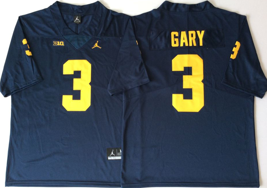 NCAA Men Michigan Wolverines Blue #3 GARY->->NCAA Jersey